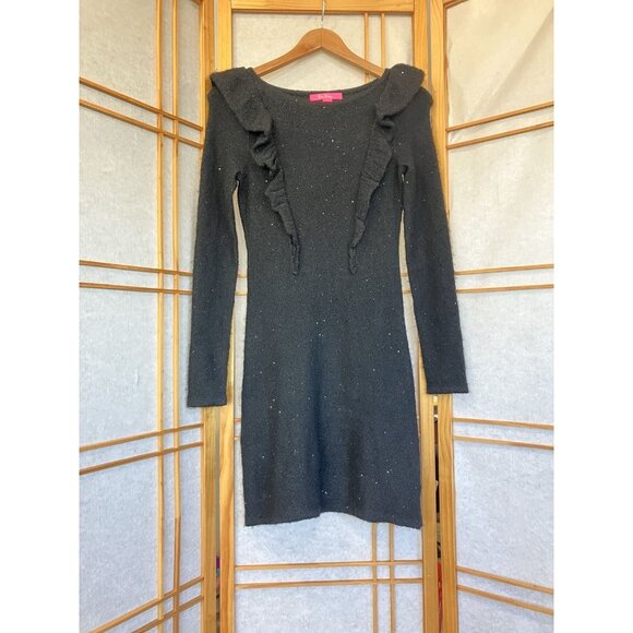 Lilly Pulitzer Dresses & Skirts - Lilly Pulitzer Ruth Black Pullover Dress Evening Sequin Ruffle Small Long Sleeve